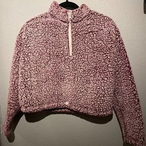 Pacsun LA Hearts Cropped Purple Sherpa Quarterzip